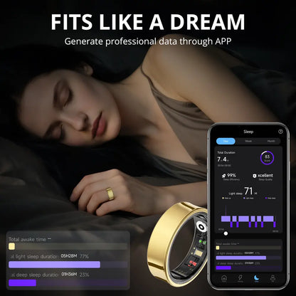 Turbosun Smart Ring-Temperature Monitor & Waterproof Fitness Tracker (5ATM) with Heart Rate, Blood Oxygen, Sleep, Stress & Menstrual Cycle Monitoring, No Subscription, Wireless Charging Box Included Digital COLMI R09 Hitienx Smart Ring 3, Heart Rate Monit