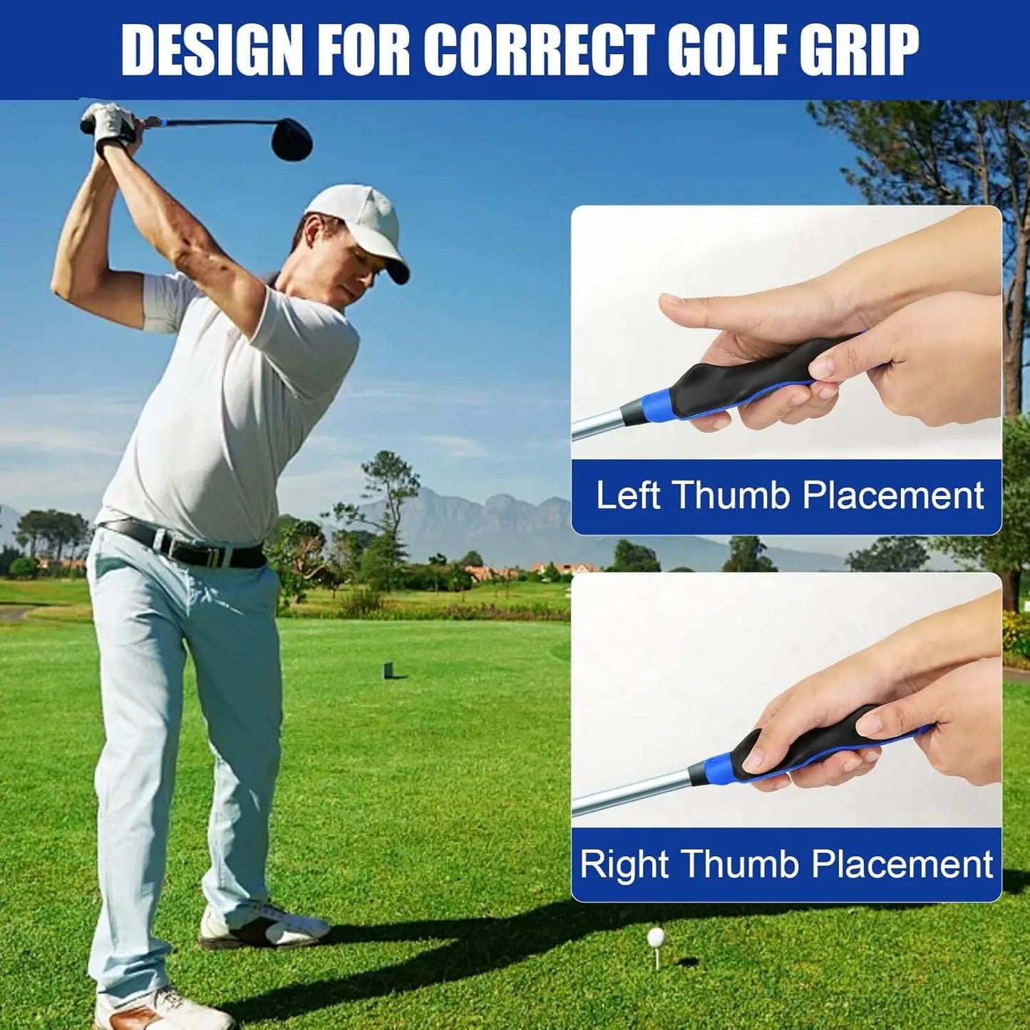 Golf Grip Trainer, Right or Left Handed Golf Training Aid for All Levels of Golfers - Fix Hand Position & Grasp, Master Correct Grip Posture, Golf Accessories