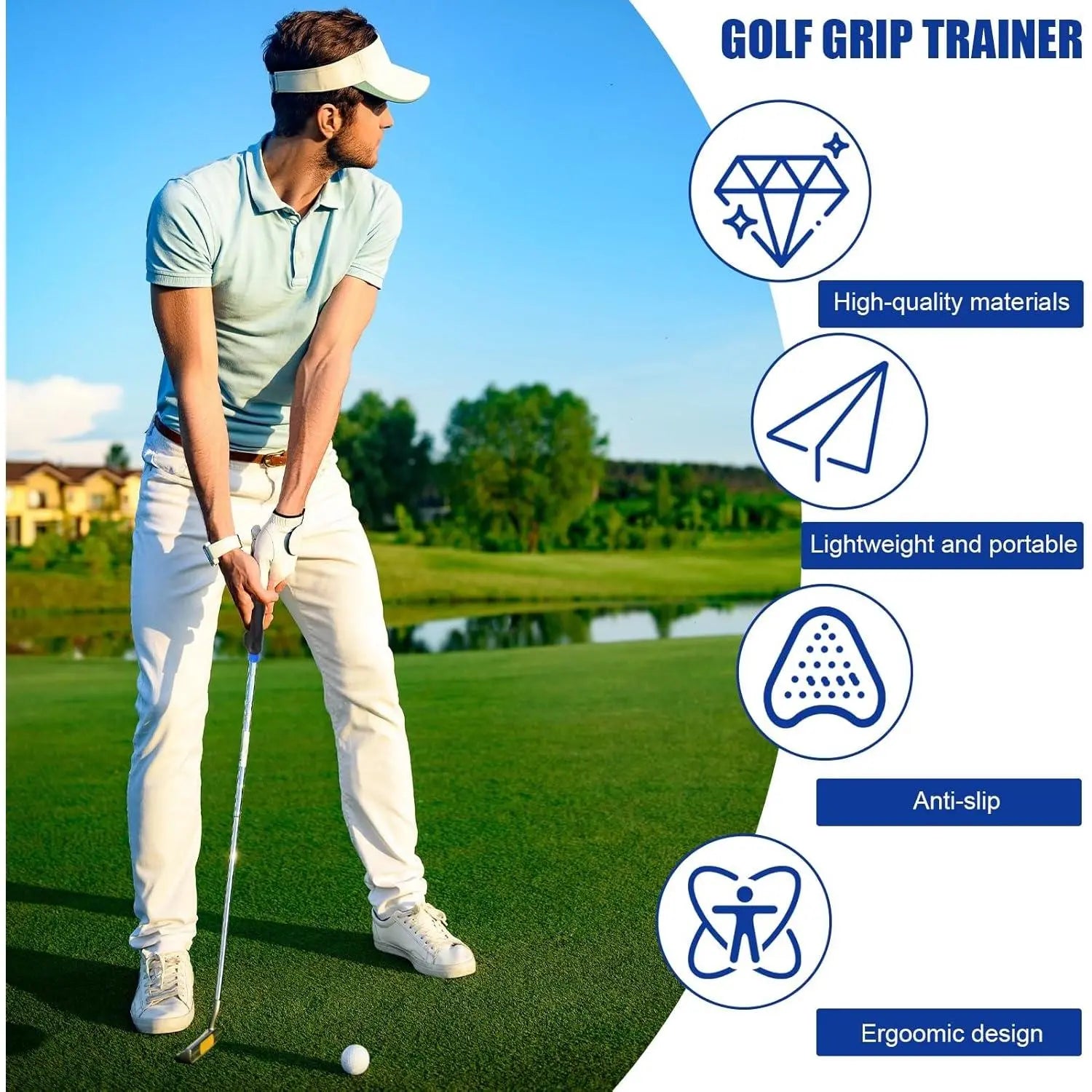 Golf Grip Trainer, Right or Left Handed Golf Training Aid for All Levels of Golfers - Fix Hand Position & Grasp, Master Correct Grip Posture, Golf Accessories