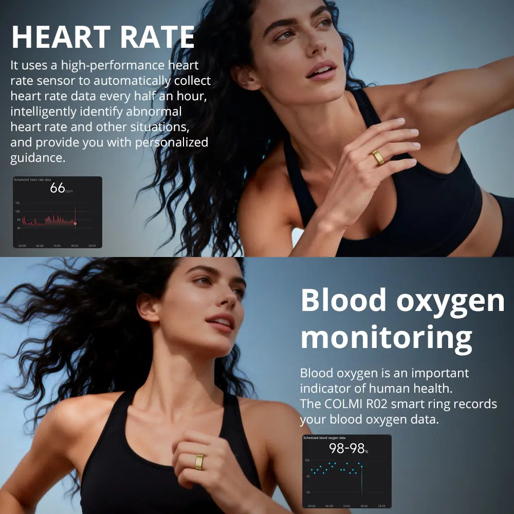 Turbosun Smart Ring-Temperature Monitor & Waterproof Fitness Tracker (5ATM) with Heart Rate, Blood Oxygen, Sleep, Stress & Menstrual Cycle Monitoring, No Subscription, Wireless Charging Box Included Digital COLMI R09 Hitienx Smart Ring 3, Heart Rate Monit